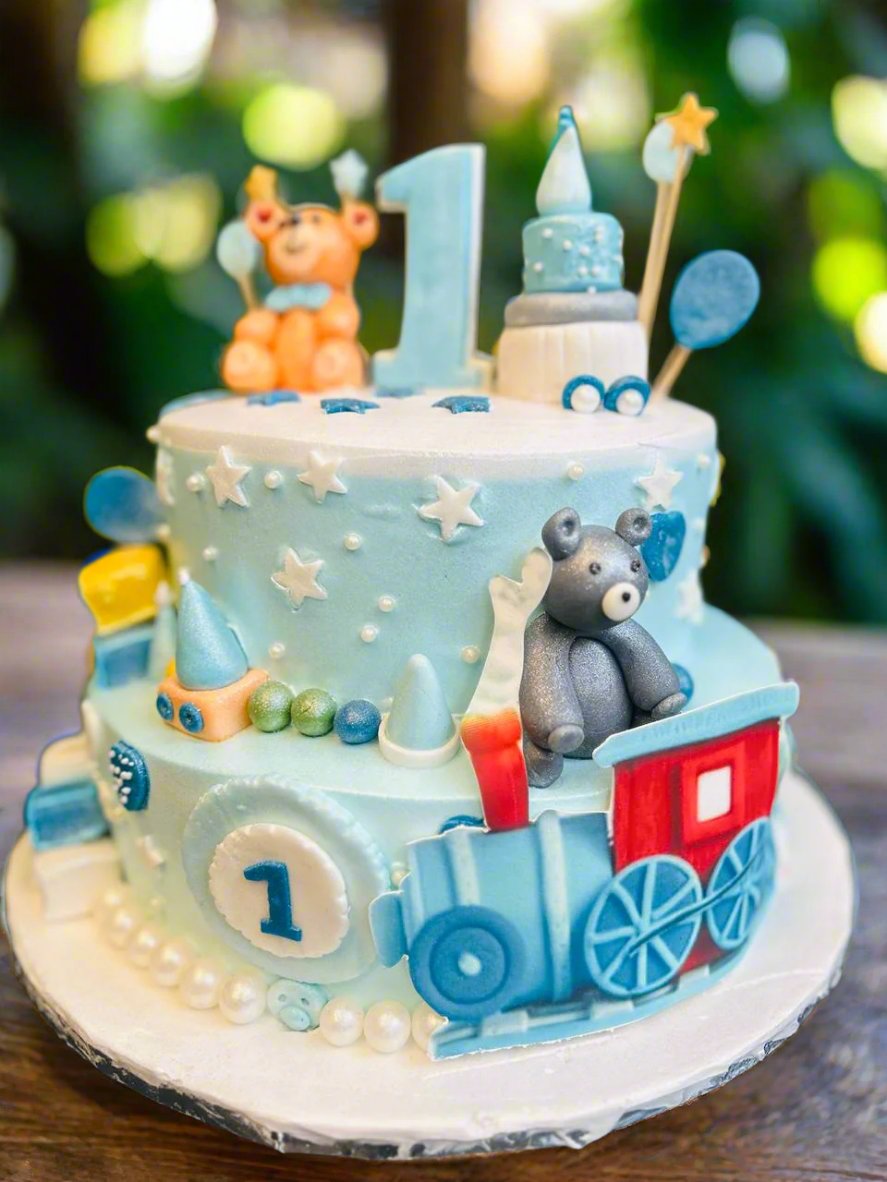 Adorable Teddy Bear 1st Birthday Cake
