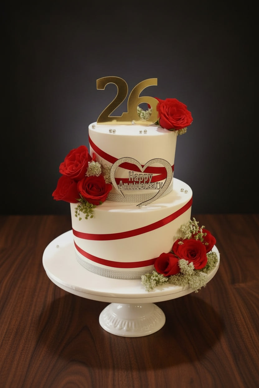 Romantic Red Roses Anniversary Cake | Doon Memories