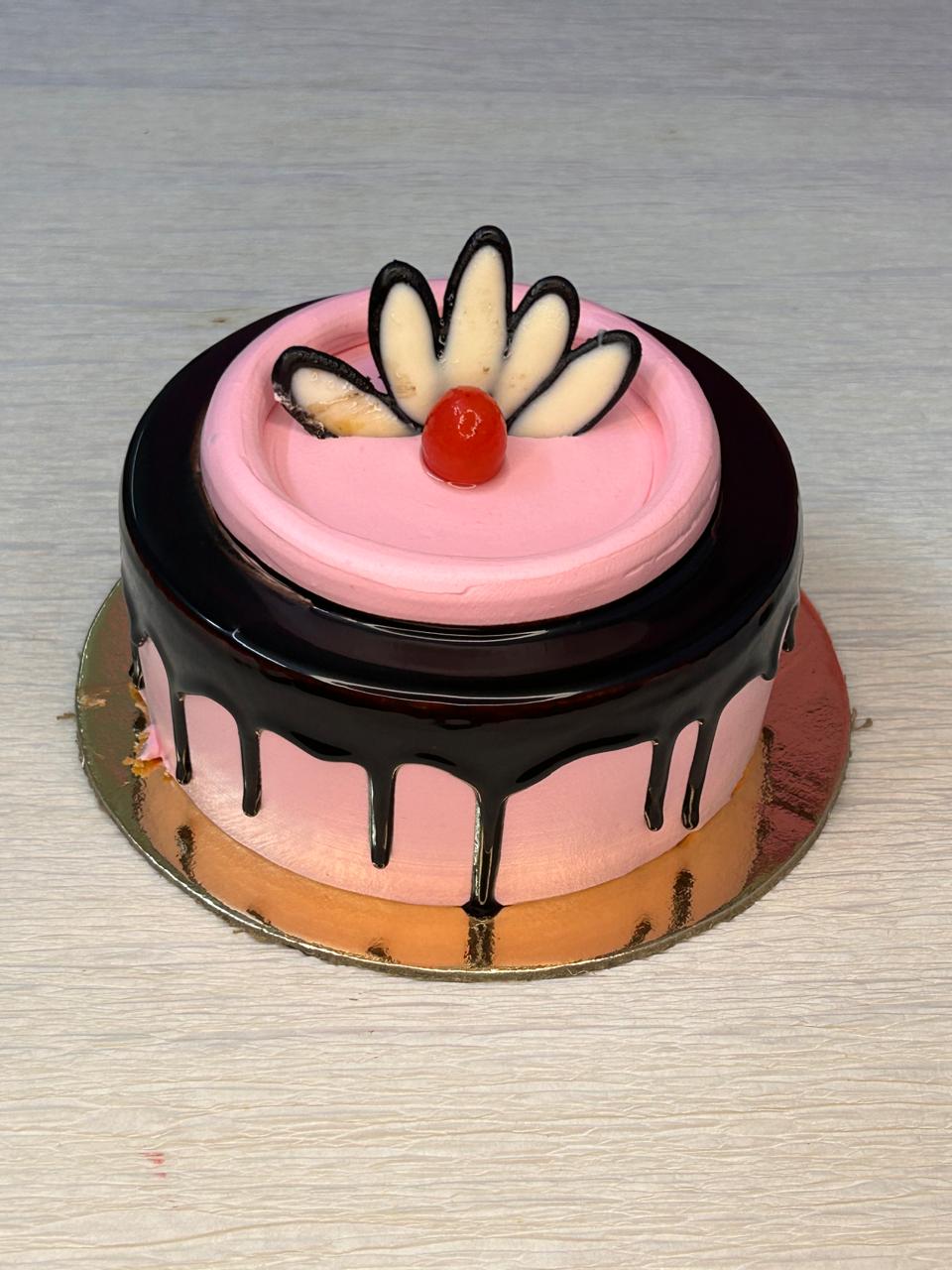 Drip Chocolate Strawberry Pink Cherry Blossom Cake | Doon Memories