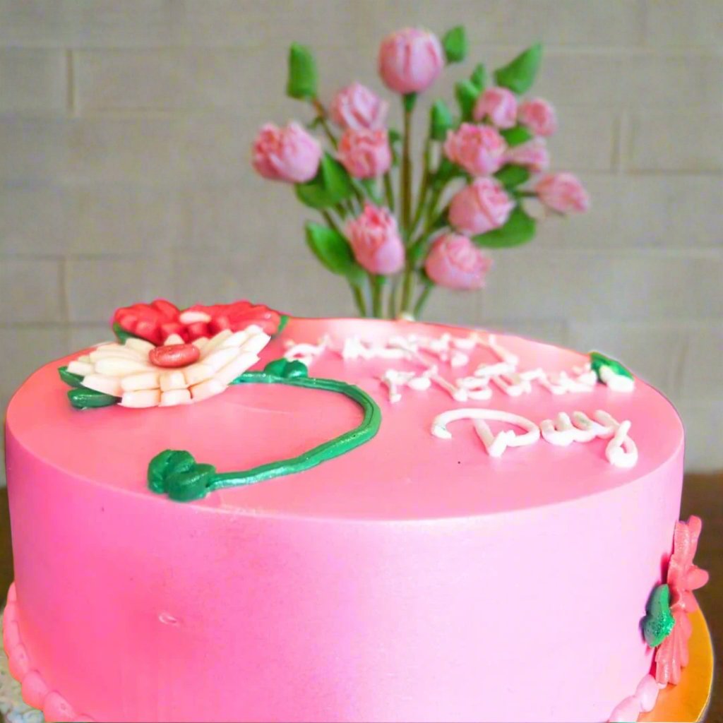 Floral Pink Strawberry Cream Cake | Doon Memories