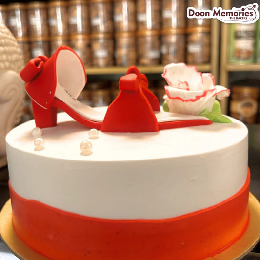 High Heel Fondant Vanilla Red Elegant Cake | Doon Memories