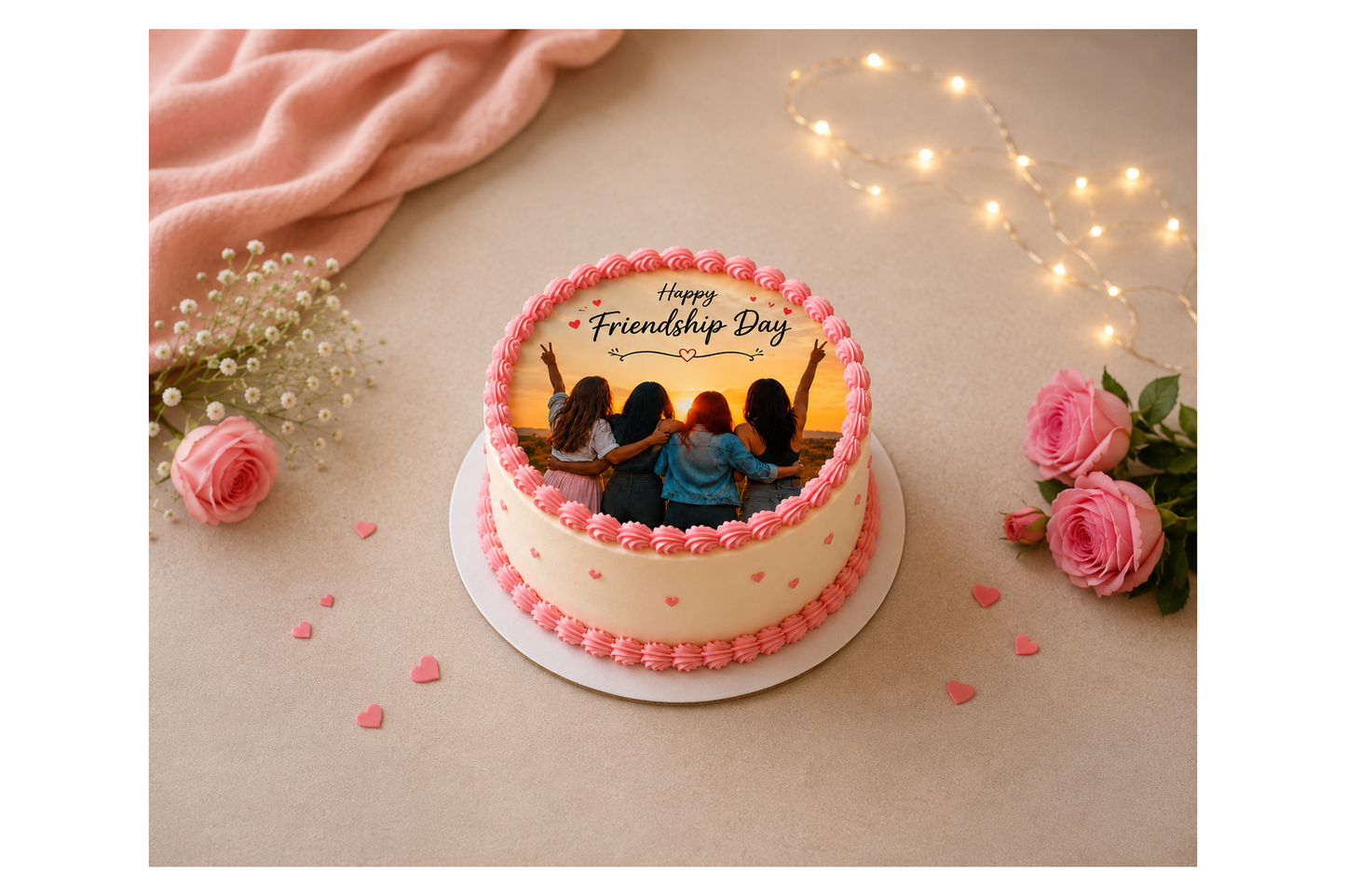 Happy Friendship Day Pineapple Photo Cake