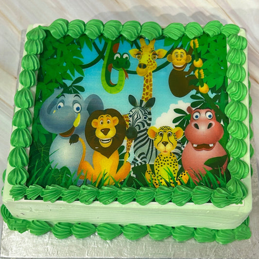 Jungle Theme Photo Cake