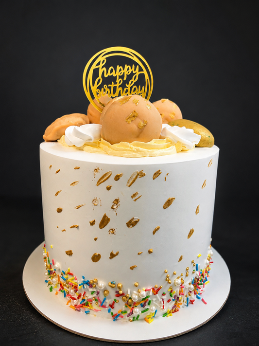 Elegant Golden Sprinkle Birthday Cake