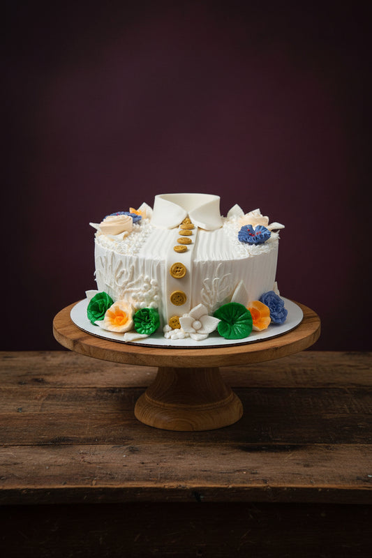 100% Eggless Gentleman’s Floral Shirt Cake | Doon Memories