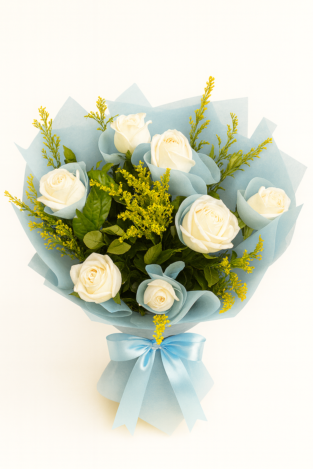 8 white roses bouquet