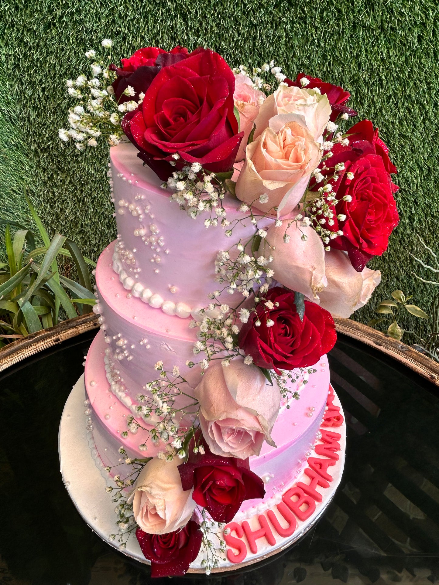 Floral Elegance Design Pink Vanilla Cake | Doon Memories