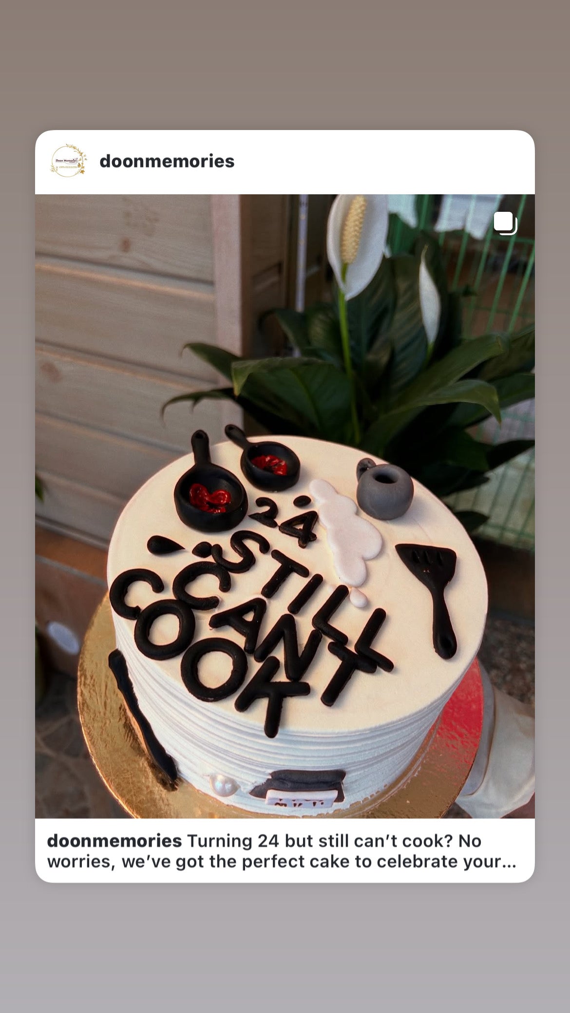 Still Can't Cook Design White Vanilla Cake | Doon Memories