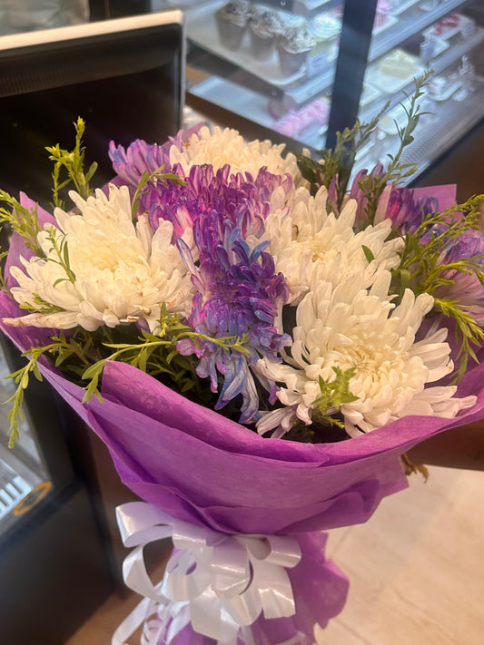 Purple & White Chrysanthemum Bouquet