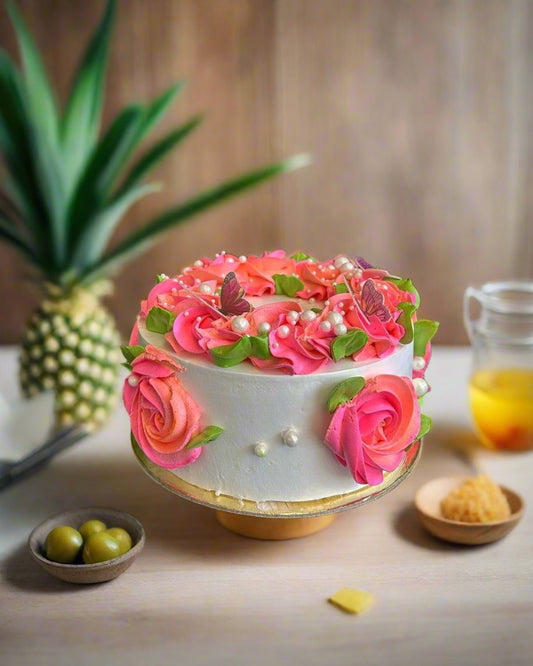 Pineapple Cake With Butterfly | Doon Memories