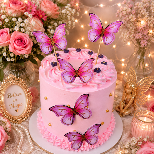 Fluttering Pink Butterfly Cake