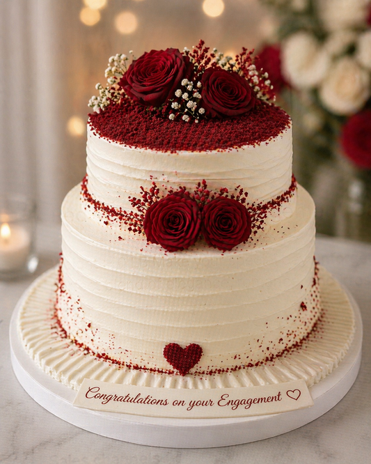 Red Velvet 2 Tier Engagement Cake