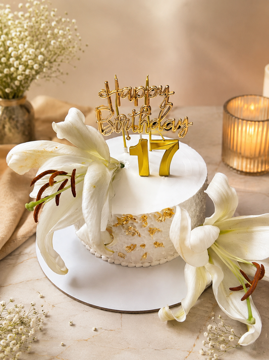 Elegant White Lily Birthday Cake