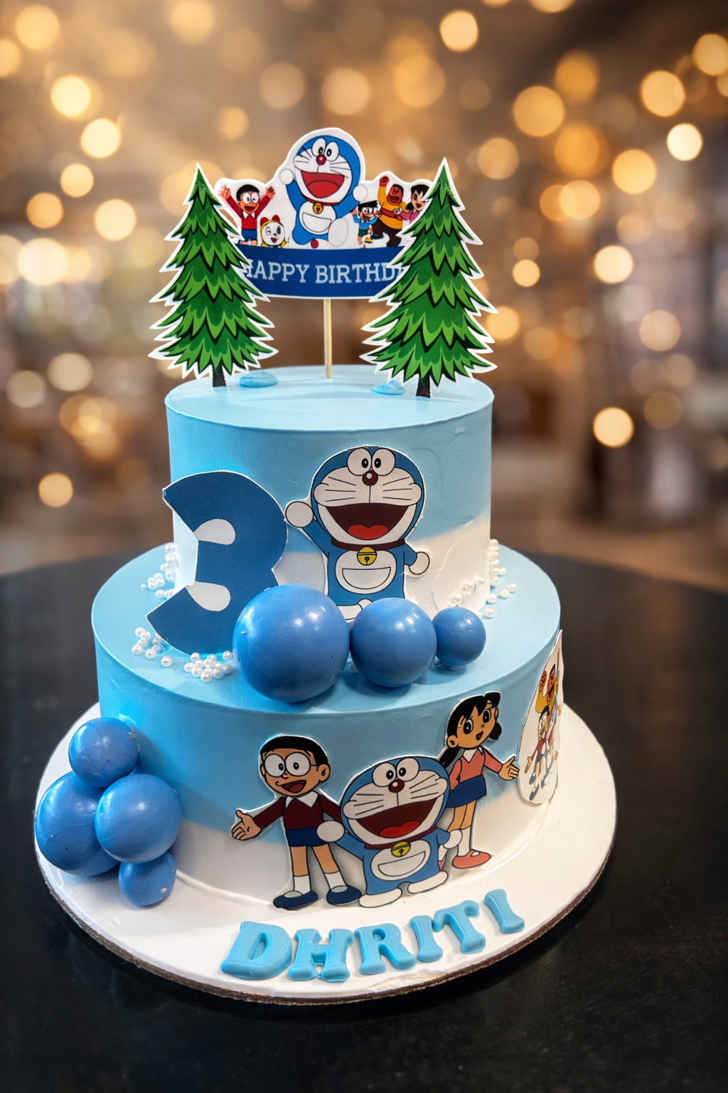 Doraemon Theme 2-Tier Birthday Cake for Kids