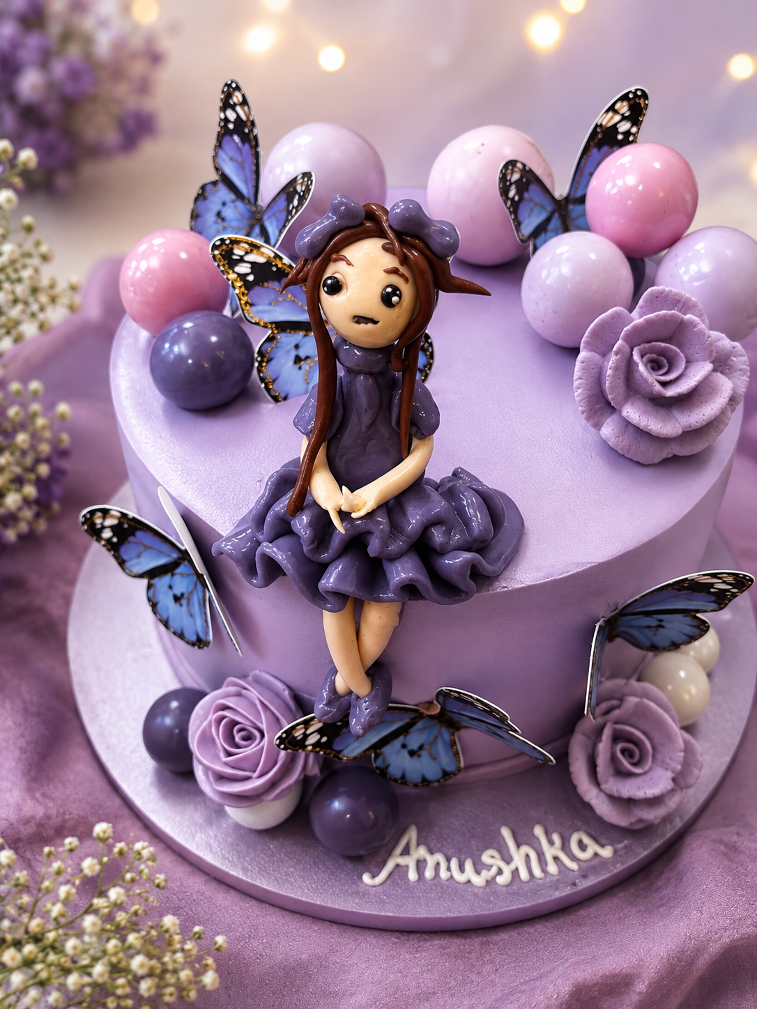 🦋 Enchanted Butterfly Girl Cake