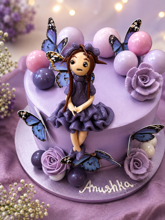 🦋 Enchanted Butterfly Girl Cake