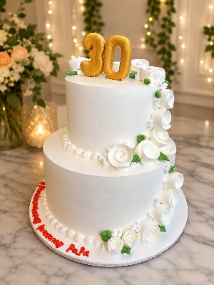 Elegant White Rose Celebration Cake