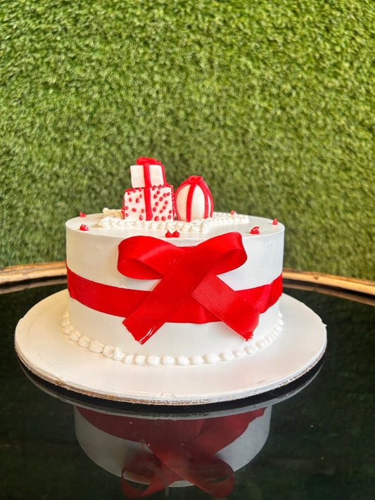Red Ribbon Gift Box Cake
