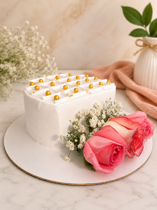 Elegant White Rose Celebration Cake