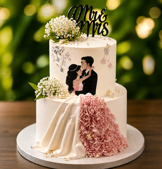 Mr & Mrs Engagement 2 Tier Cake
