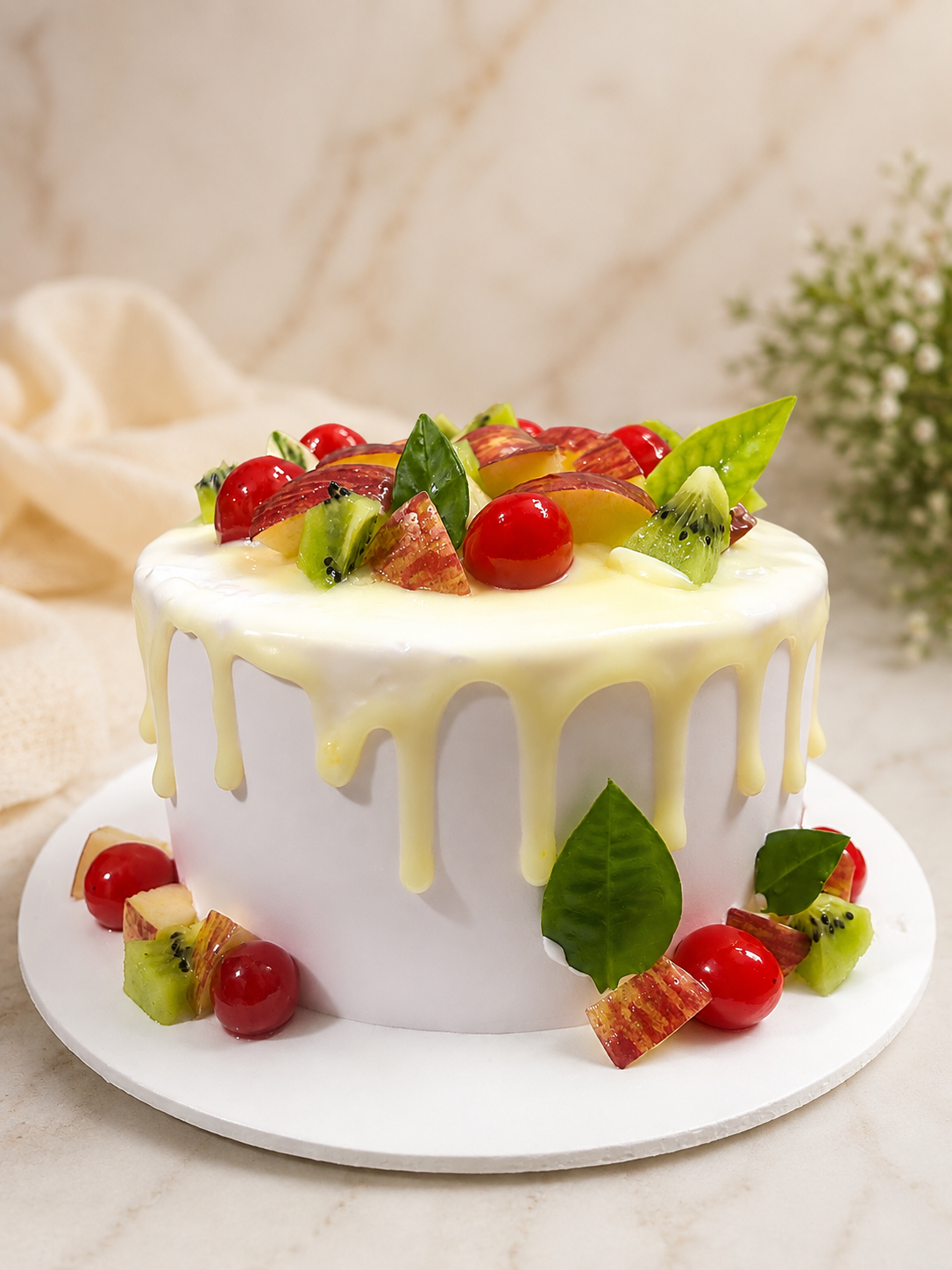 Fresh Fruit Drip Cake