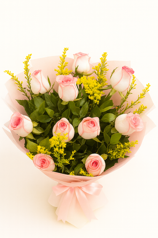 10 pink roses bouquet