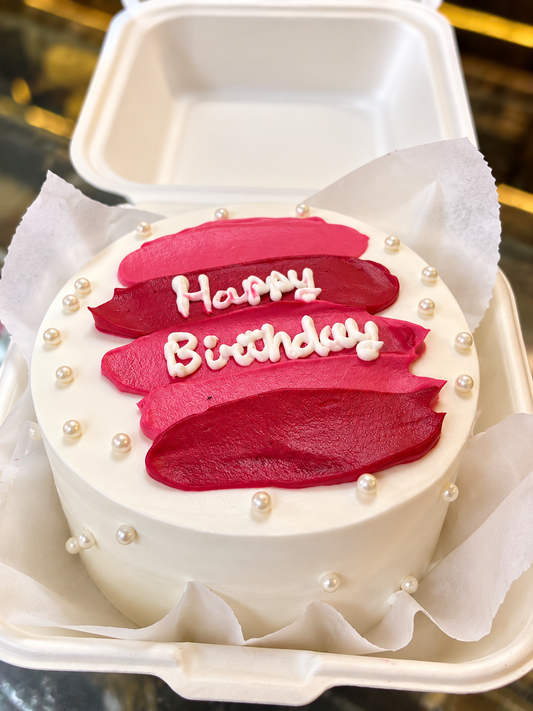 Pink Brushstroke Bento Cake – Happy Birthday | 100% Eggless