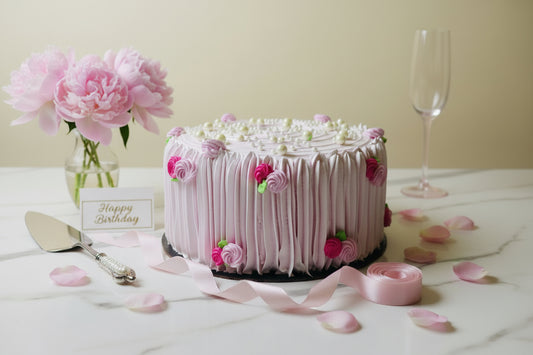 Elegant Pink Rosette Cream Cake