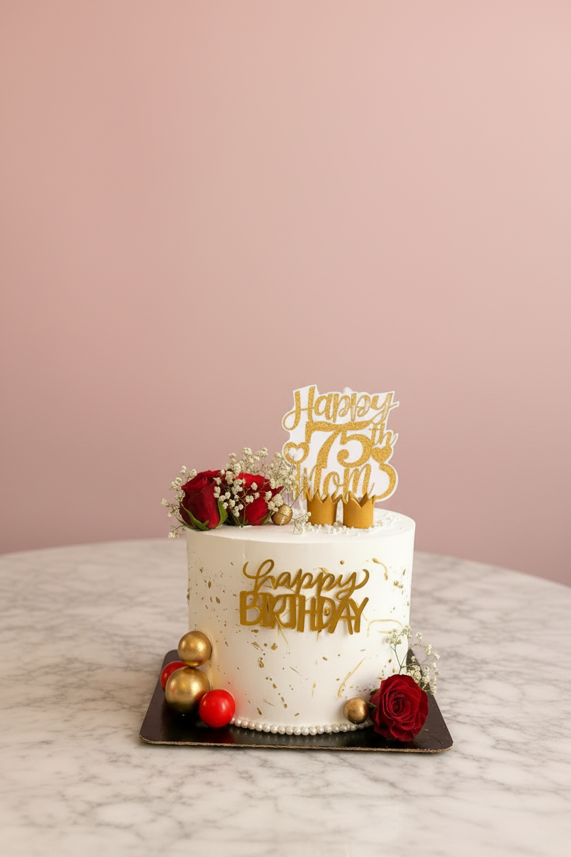 Classic White Floral Designer Cake