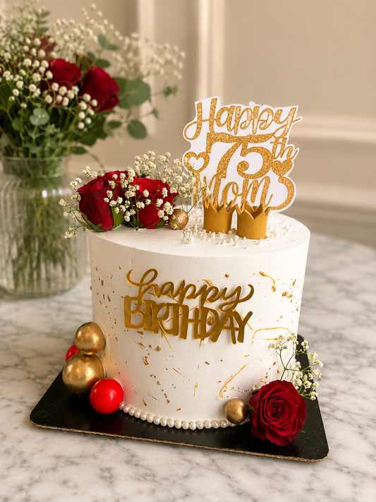 Classic White Floral Designer Cake