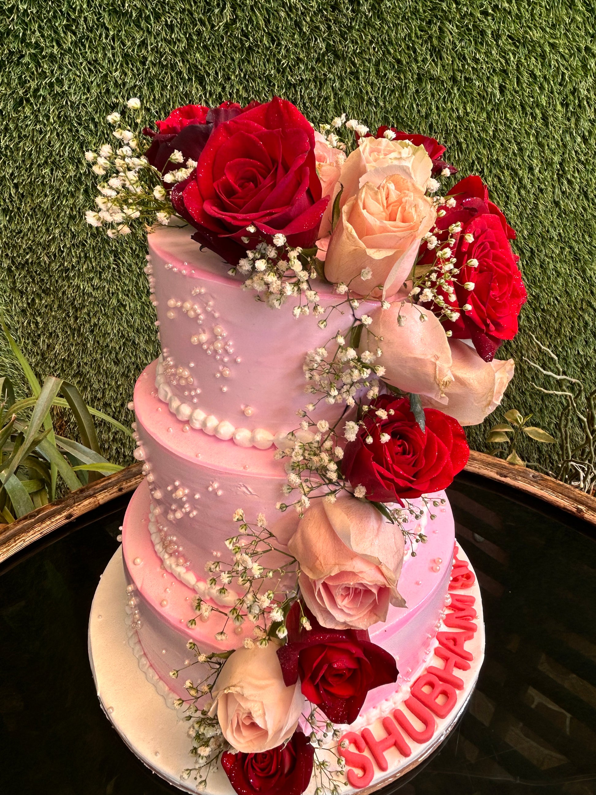 Floral Elegance Design Pink Vanilla Cake | Doon Memories