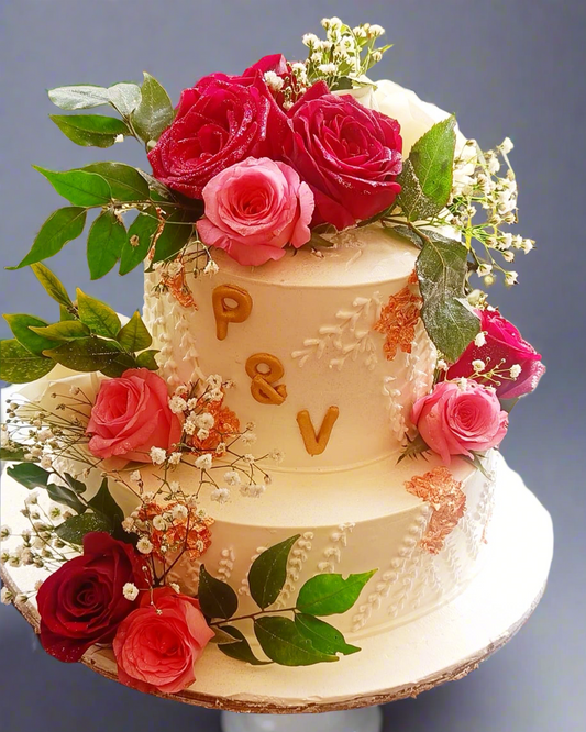 Buy Elegant Floral Wedding Cake | Doon Memories 