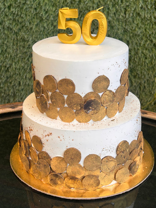 Buy Golden 50th Celebration Cake | Doon Memories
