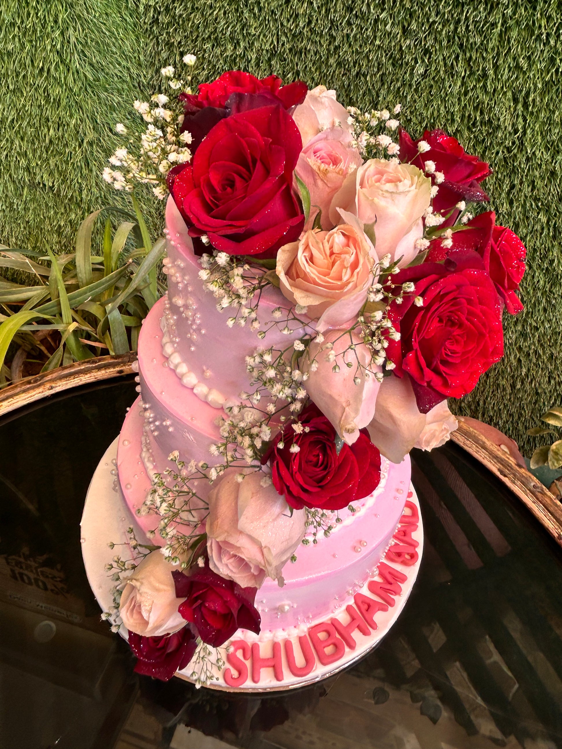 Floral Elegance Design Pink Vanilla Cake | Doon Memories