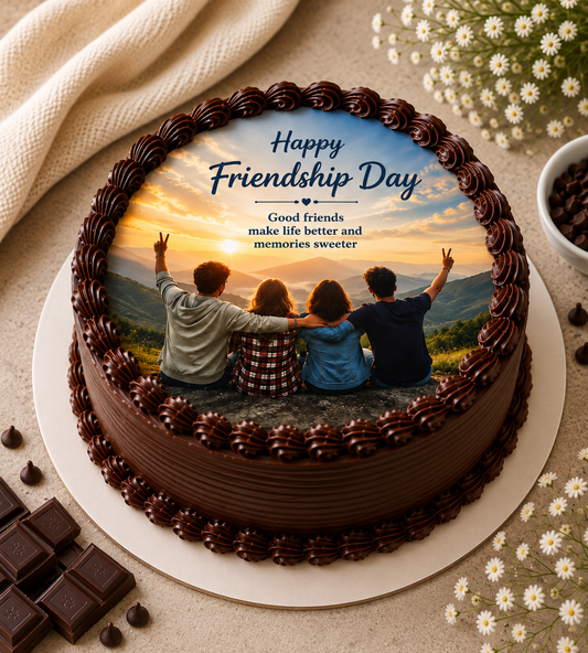 Happy Friendship Day Chocolate Photo Cake (450 gms)