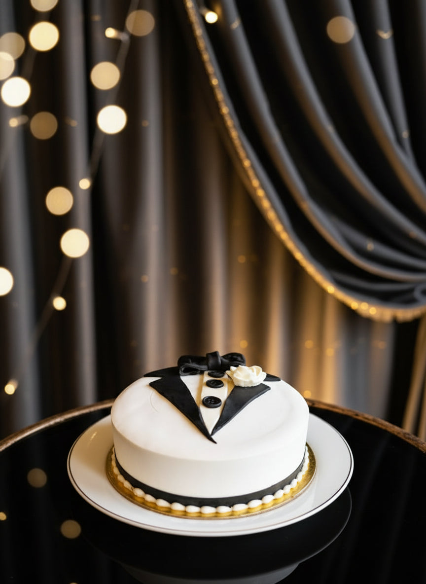Classic Tuxedo Theme Cake