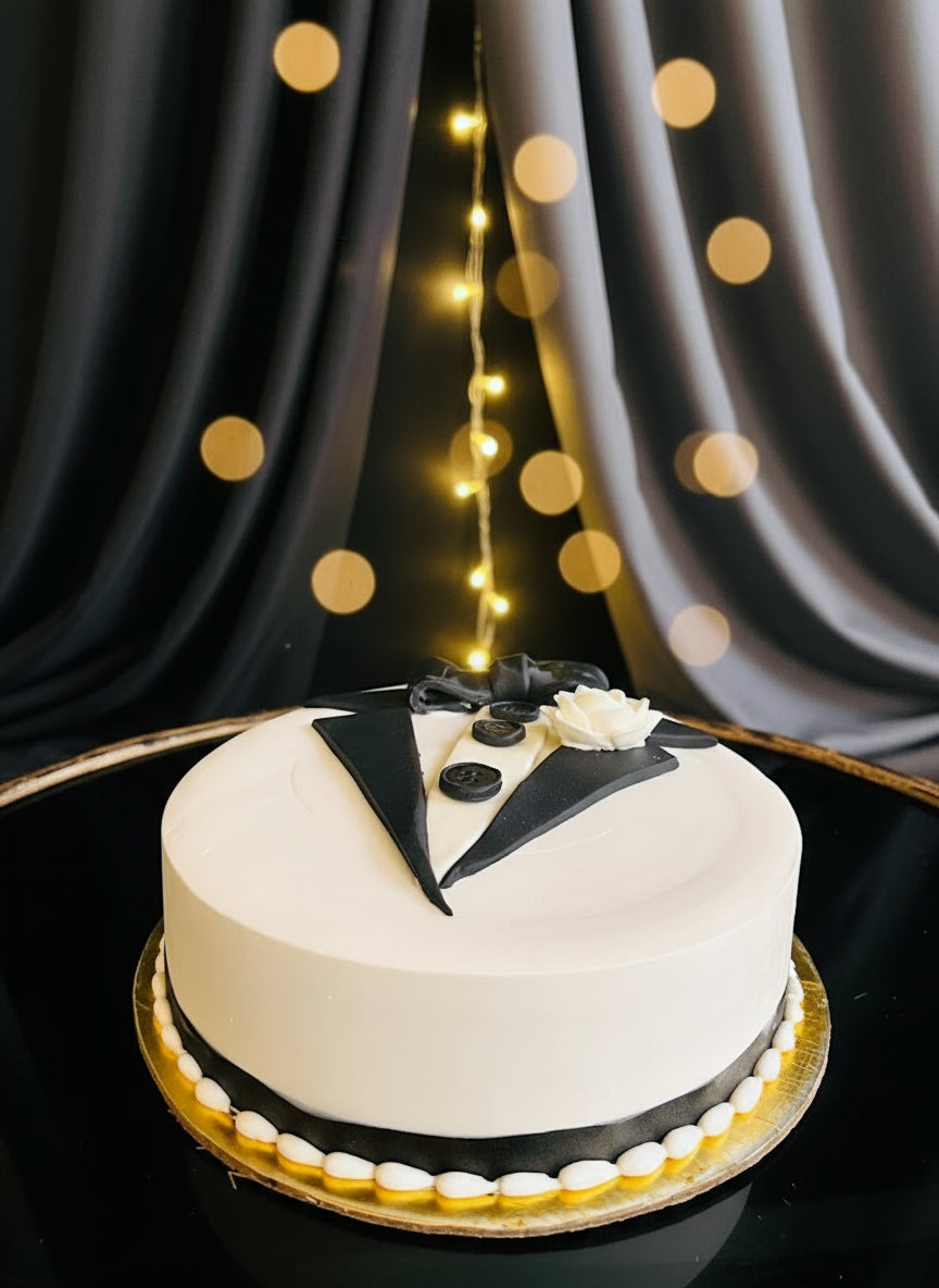 Classic Tuxedo Theme Cake
