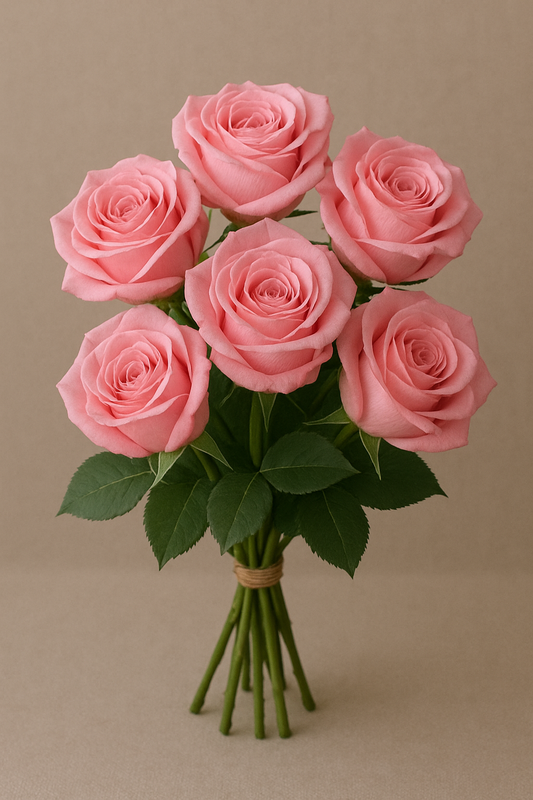 8 pink roses bouquet