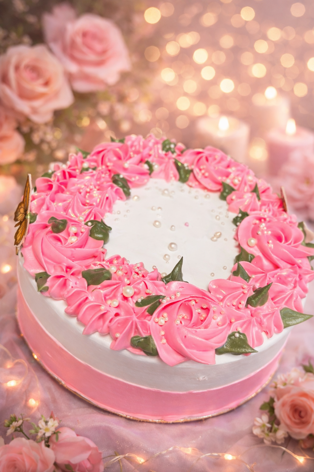 Pink Blossom Floral Cake