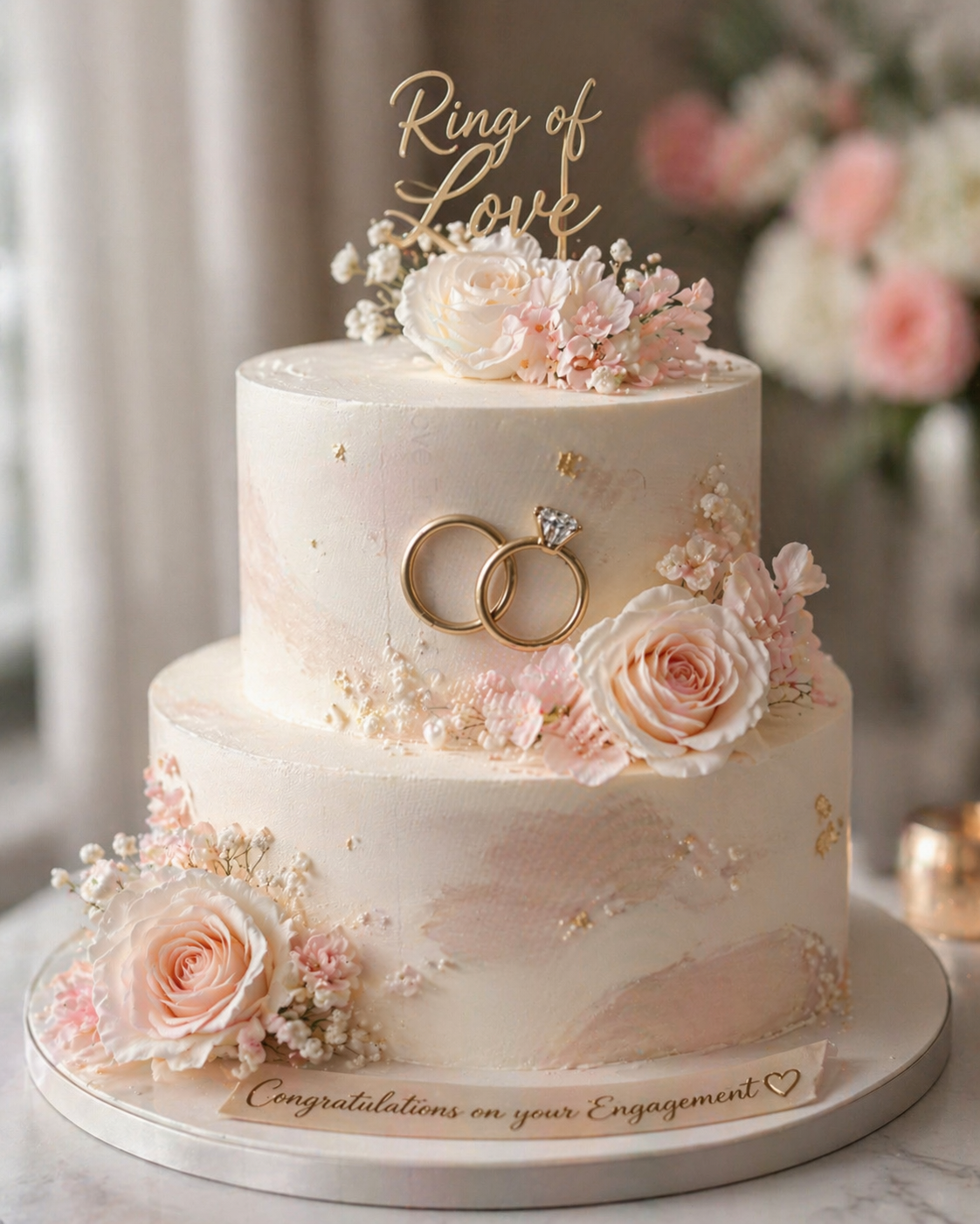 Ring Of Love Engagement Cake
