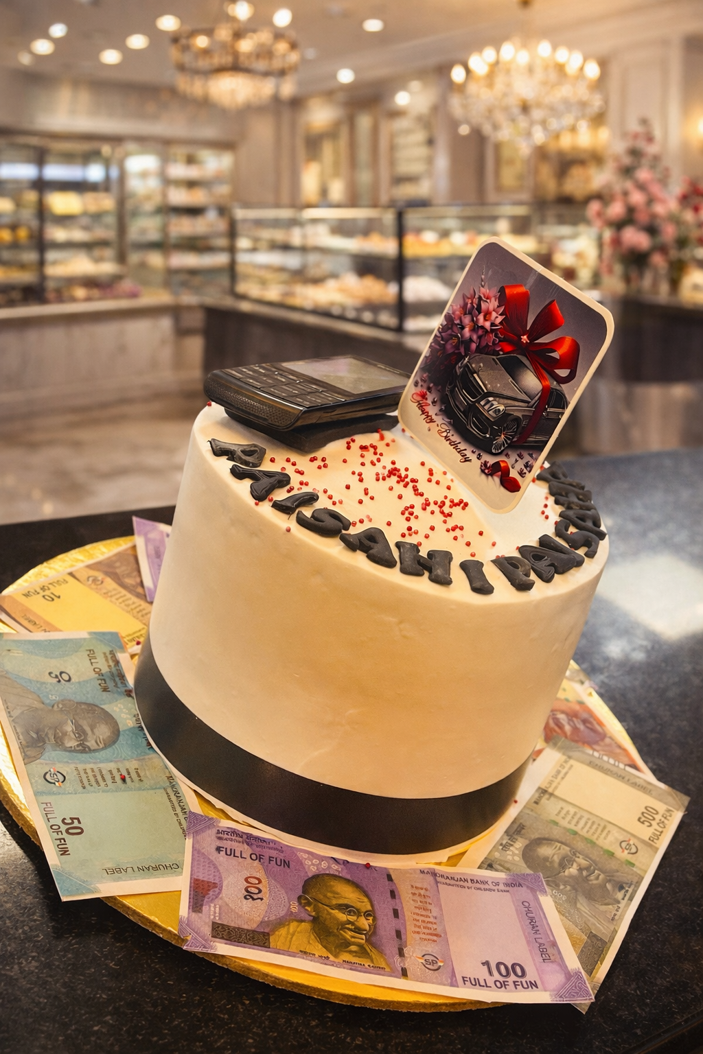 Designer Money Pull Birthday Cake