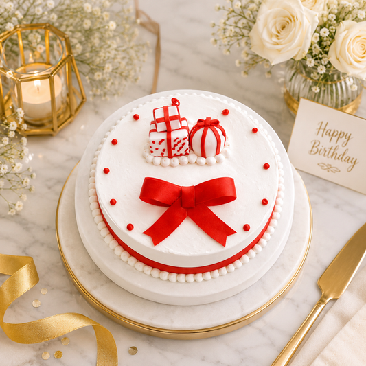 Red Ribbon Gift Box Cake