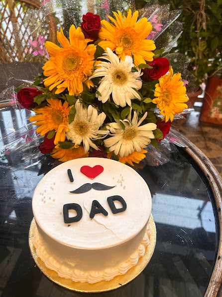 Love You Dad Cake with Bouquet