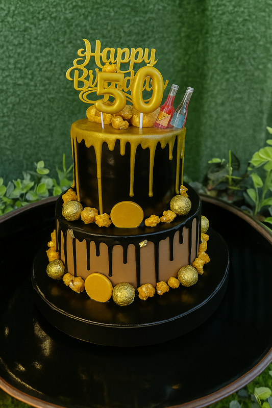 Luxurious Black & Gold 50th Birthday Celebration Cake