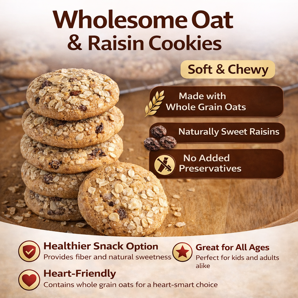 Premium Eggless Oats and Raisins Cookies: A Healthy Indulgence