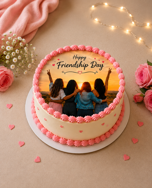 Happy Friendship Day Pineapple Photo Cake (450 GMS)