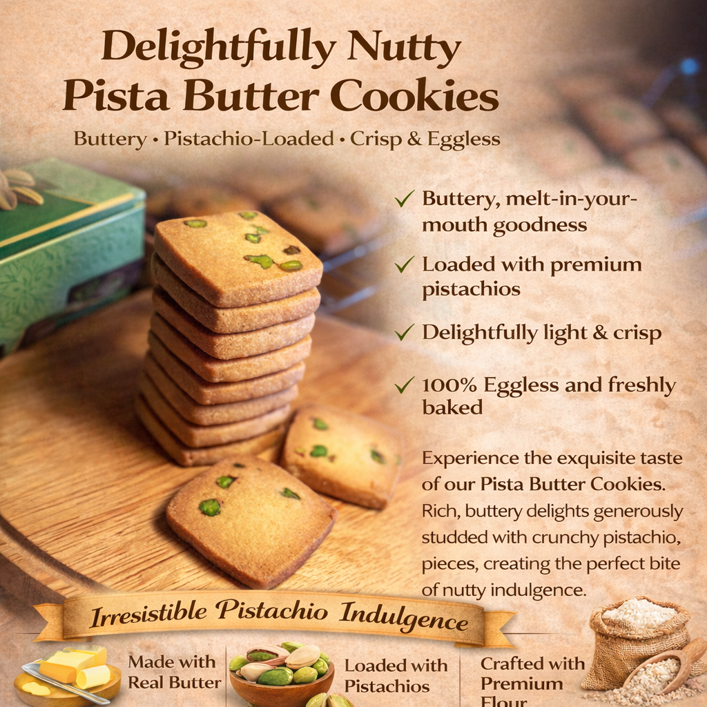 Premium Eggless Pista Cookies: A Nutty Delight