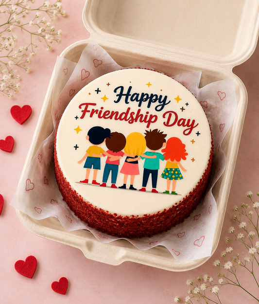Happy Friendship Day Red Velvet Bento Cake (150 GMS)