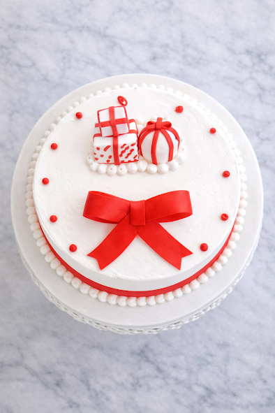 Red Ribbon Gift Box Cake