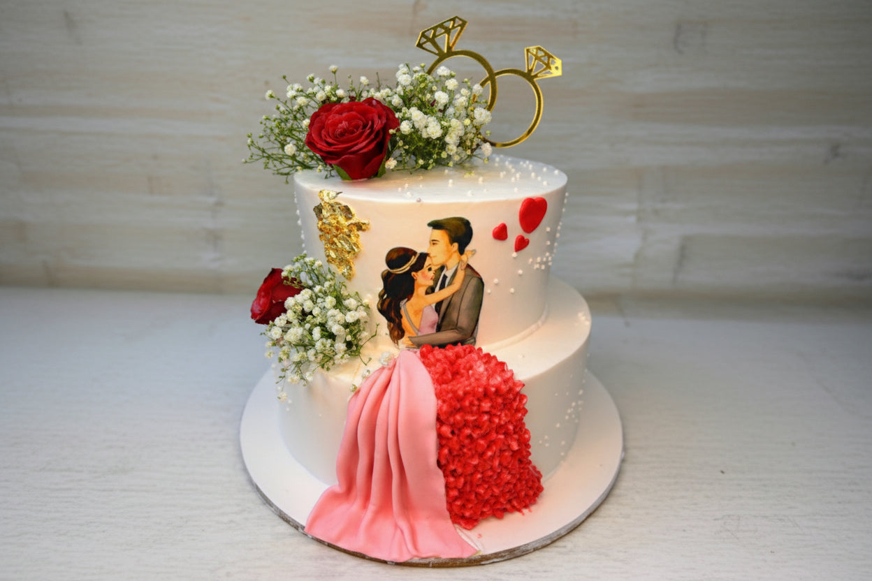 2-Tier Bride and Groom Wedding Cake